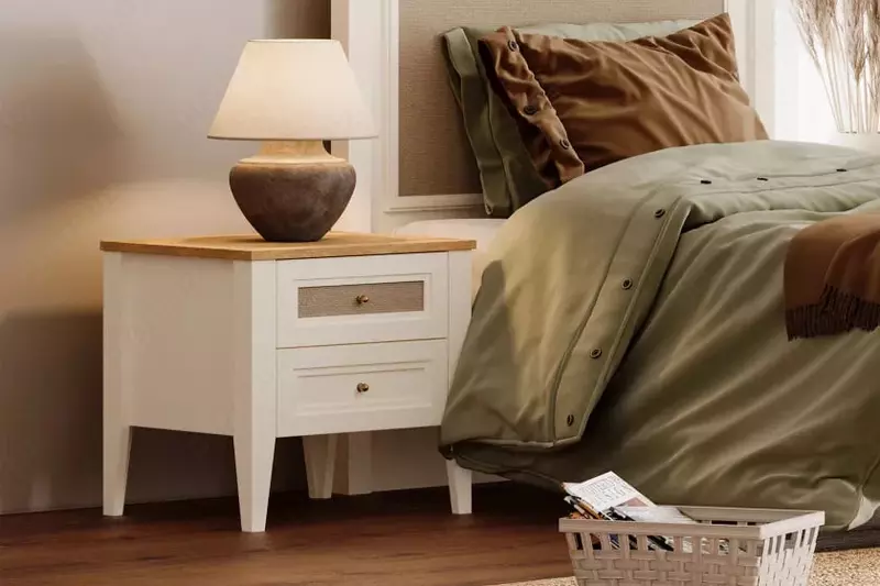 Тумбочка прикроватная Almila "Corso" 56.2 х 48.6 х 54.4 см (Турция) Белая/Бежевая Только в розницу