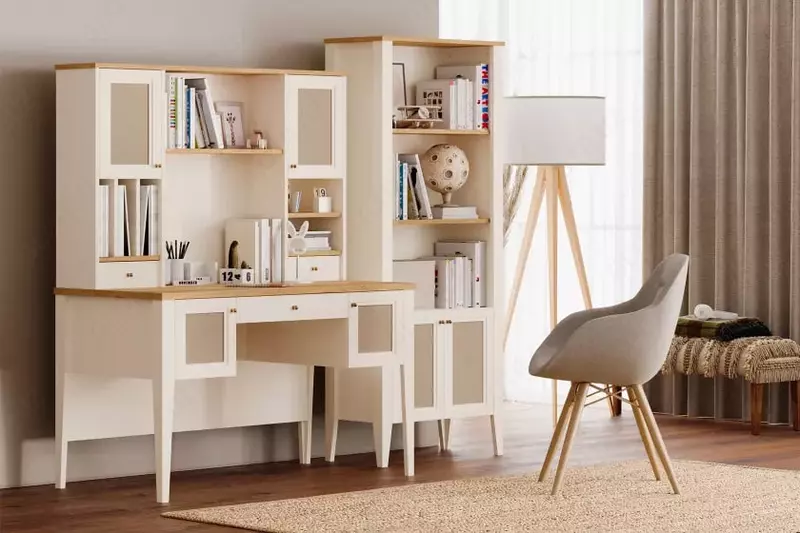 Книжный шкаф Almila "Corso" 73.9 х 36.1 х 180 см (Турция) Белый/Бежевый Магазин турецкой детской мебели "ALMILA"