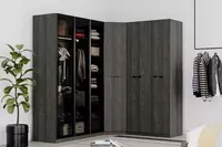 Однодверный модульный Шкаф-купе (угловой) Almila "Arwen" 83 х 85 х 213.5 см (Турция) Черный дуб Только в розницу