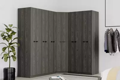 2 eshikli modulli shkaf (qattiq, shisha) Almila "Arwen" 90 x 55 x 213,5 sm (Turkiya) Qora eman
