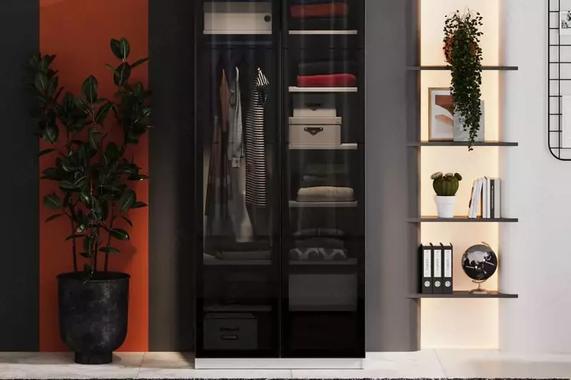 по запросу Стеклянная дверь для 2-х дверного шкафа Almila "Arwen" 44.7(х2) х 1.8 х 207 см (Турция) Черная