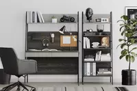 Книжный шкаф (открытый) Almila "Arwen" 70 х 45.5 х 171 см (Турция) Черный дуб/серый - по запросу