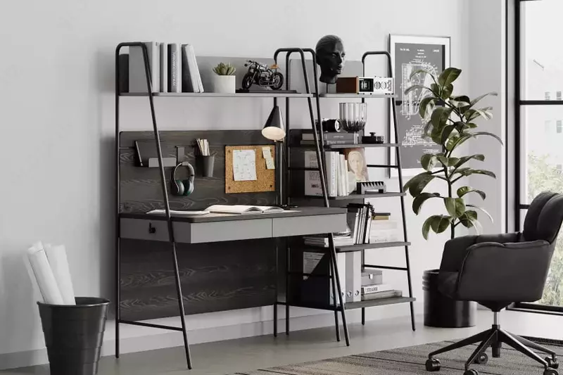 по запросу Книжный шкаф (открытый) Almila "Arwen" 70 х 45.5 х 171 см (Турция) Черный дуб/серый