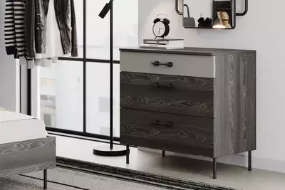 Комод (низкий) Almila "Arwen" 90 х 48.8 х 86.5 см (Турция) Черный дуб/серый