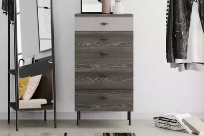 Комод (высокий) Almila "Arwen" 60 х 46.8 х 114.3 см (Турция) Черный дуб/серый