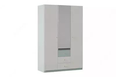 3-х дверный Шкаф (глухой) Almila "Laila" 135 х 53.4 х 207.2 см (Турция) Белый/Голубой