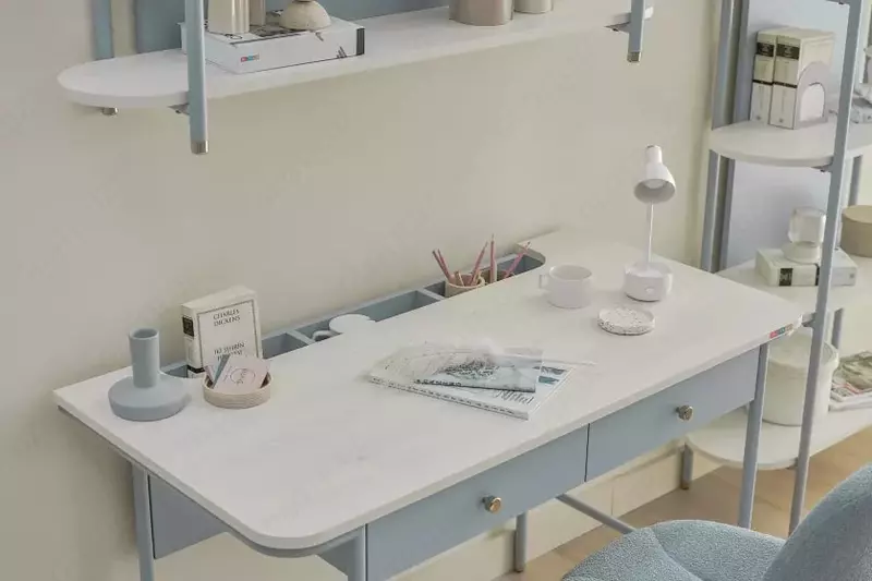 Письменный стол Almila "Laila" 121 х 60.5 х 78 см (Турция) Голубой/Белый Только в розницу