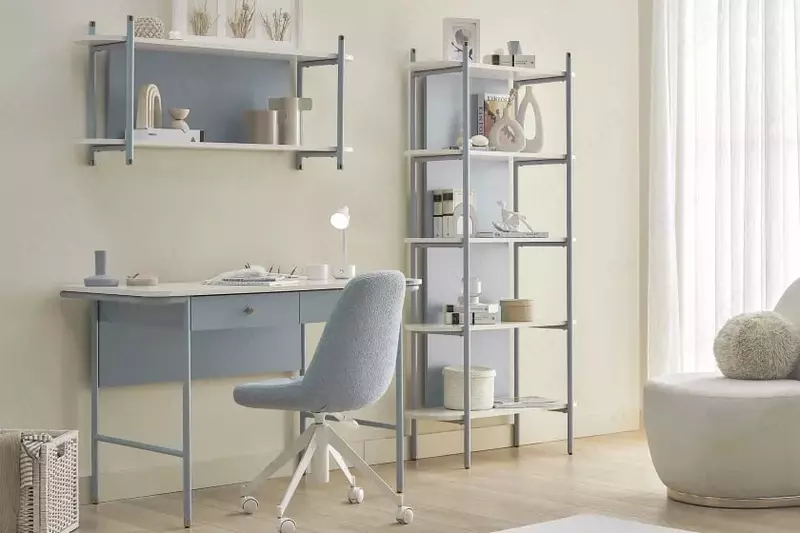 Книжный шкаф (открытый) Almila "Laila" 90 х 35 х 172.7 см (Турция) Голубой/Белый Только в розницу