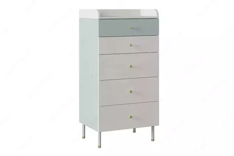 Комод (высокий) Almila "Laila" 60 х 45.3 х 120.9 см (Турция) Голубой/Белый
