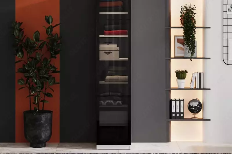 по запросу Стеклянная дверь для однодверного шкафа Almila "Vena" 44.7 х 1.8 х 207 см (Турция) Черная