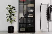 Стеклянная дверь для 2-х дверного шкафа Almila "Vena" 44.7(х2) х 1.8 х 207 см (Турция) Черная - по запросу