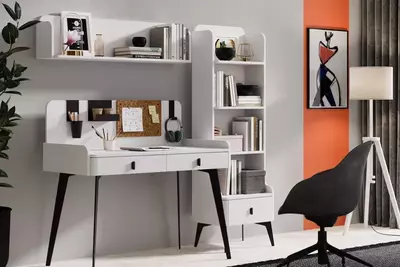 Письменный стол Almila "Vena" 121.6 х 61 х 114.8 см (Турция) Белый/Черный