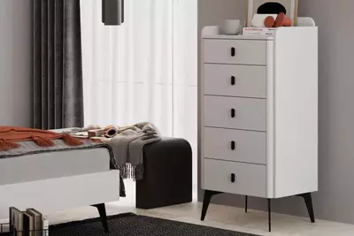 Комод (высокий) Almila "Vena" 60 х 44.4 х 127.3 см (Турция) Белый/черный