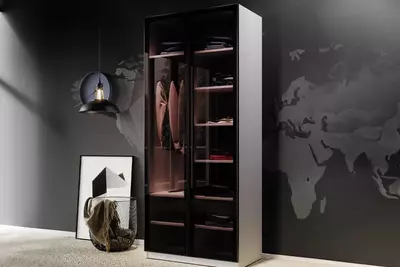 Стеклянная дверь для 2-х дверного шкафа Almila "Legend" 44.7(х2) х 3.4 х 207 см (Турция) Антрацит