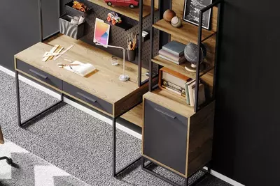 Комбинированный Книжный шкаф  Almila "Legend" 50 х 36.8 х 172 см (Турция) Орех/Антрацит