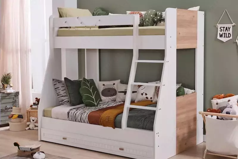 Двухъярусная кровать Almila "Monte Ranza" 90 х 200 см / 120 х 200 см (Турция) Белая/коричневая
