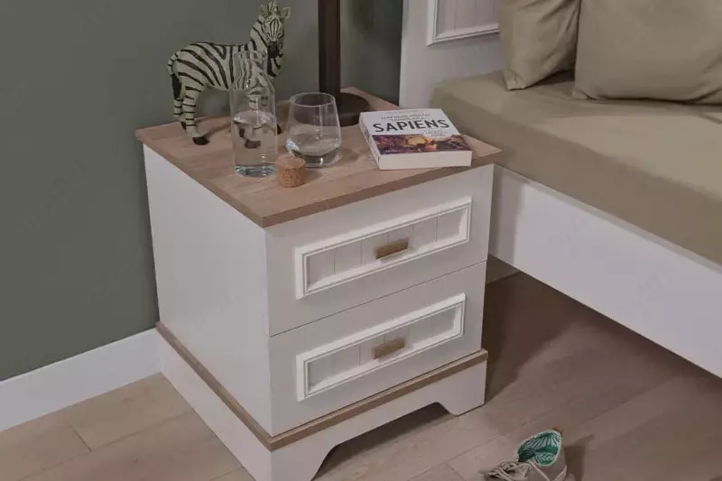 Прикроватная тумбочка Almila "Monte" 47 х 45.8 х 52.4 см (Турция) Белая/коричневая Только в розницу