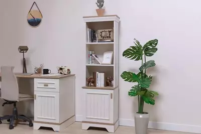 Комбинированный Книжный шкаф Almila "Monte" 49.6 х 35.4 х 164 см (Турция) Белый/коричневый Только в розницу