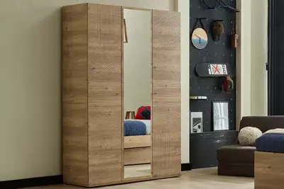 3-х дверный комбинированный шкаф Almila "Origami"  135 х 54.5 х 205 см (Турция) Дуб