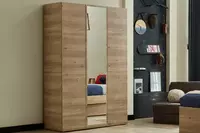 Магазин турецкой детской мебели "ALMILA" - 3-х дверный комбинированный шкаф Almila "Origami"  135 х 54.5 х 205 см (Турция) Дуб