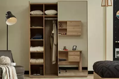 2-х дверный комбинированный шкаф-купе Almila "Origami" 160 х 69.1 х 211 см (Турция) Дуб
