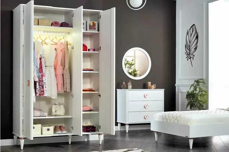 3-х дверный комбинированный шкаф Almila "Bella" 137 х 57.8 х 219 см (Турция) Белый
