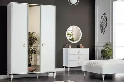 3-х дверный комбинированный шкаф Almila "Bella" 137 х 57.8 х 219 см (Турция) Белый