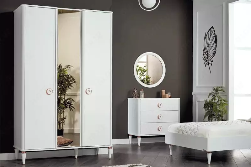 3-х дверный комбинированный шкаф Almila "Bella" 137 х 57.8 х 219 см (Турция) Белый