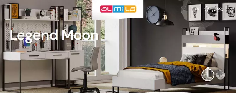 Каркас изголовья кровати Almila "Legend Moon" 120 см (Турция) Белый/черный - Магазин турецкой детской мебели "ALMILA"