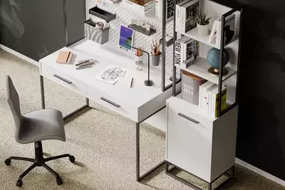 Письменный стол с верхним модулем Almila "Legend Moon" 120 х 60 х 172 см  (Турция) Белый/черный Только в розницу