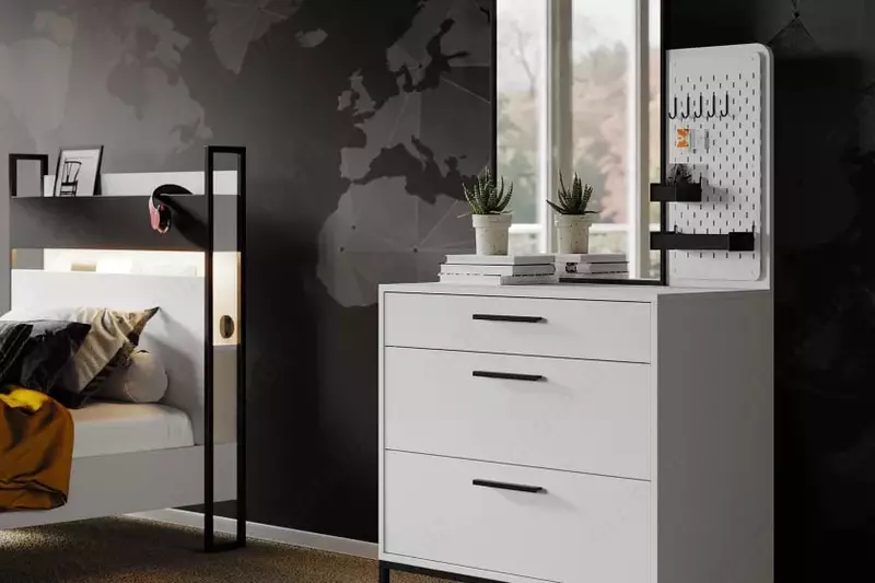 Комод (низкий) Almila "Legend Moon" 92 х 47.1 х 87 см (Турция) Белый/черный
