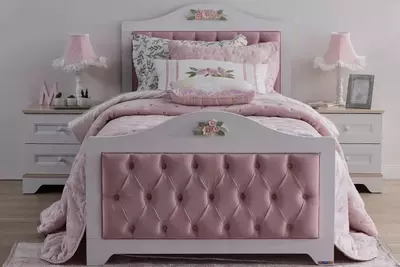 Подростковая кровать Almila "Bianca Karyola" 120 х 200 см (Турция) Белая/розовая
