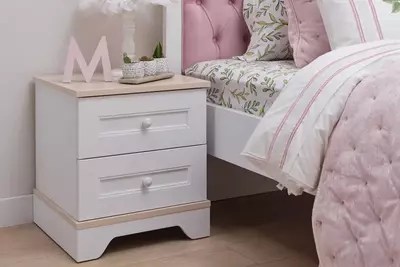 Прикроватная тумбочка Almila "Bianca" 47 х 46.3 х 52.4 см (Турция) Белая/карамель