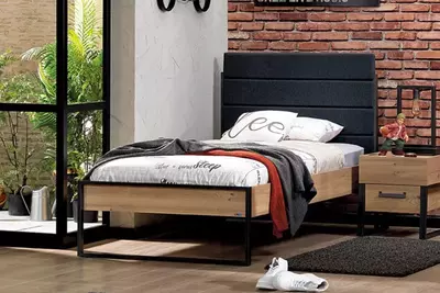 Подростковая кровать Almila "Irony Karyola" 120 х 200 см (Турция) Дуб/черная - Цена по запросу