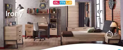 Прикроватная тумбочка Almila "Irony" 45 х 50.8 х 50.8 см (Турция) Дуб/черная