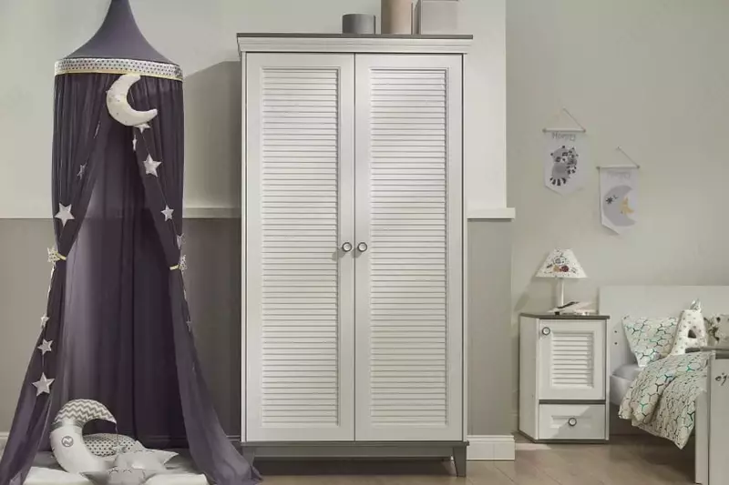 2-х дверный шкаф Almila "Mia" 104.5 х 55 х 196.2 см (Турция) Белый/серый
