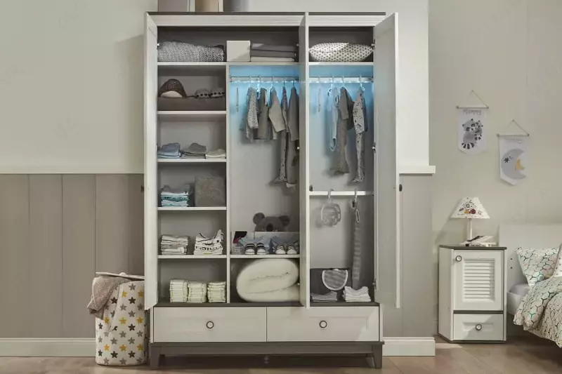 3-х дверный шкаф Almila "Mia" 140.6 х 55 х 209.2 см (Турция) Белый/серый