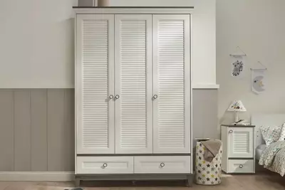 3 eshikli shkaf Almila "Mia" 140,6 x 55 x 209,2 sm (Turkiya) Oq/kulrang