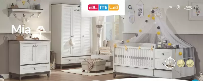 3-х дверный шкаф Almila "Mia" 140.6 х 55 х 209.2 см (Турция) Белый/серый Магазин турецкой детской мебели "ALMILA"