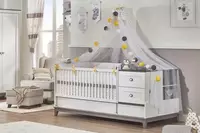 Almila "Mia Karyola" panjarali bolalar karavoti 80 x 180 sm (Turkiya) Oq/Kulrang - по запросу