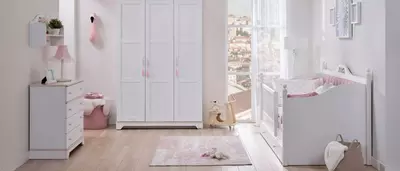 Korniş - bolalar to'shagi uchun panjara Almila "Bianca Ultra White" 138,5 x 57 x 6,3 sm (Turkiya) Oq