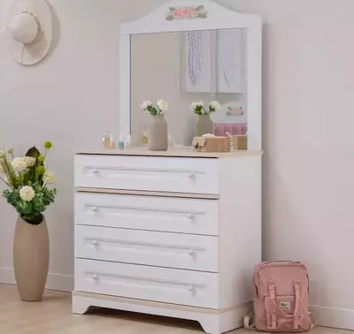 Комод Almila "Bianca" 92 х 46.3 х 88.8 см (Турция) Белый/карамель Только в розницу