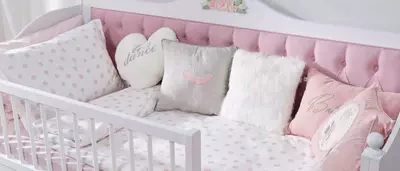 Комплект постельного белья для детской кроватки Almila "Flower" (Турция) Белый/Розовый