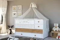 Детская кроватка Almila "Cute" 80 х 180 см (Турция) Дуб/Белый - по запросу