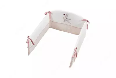 Комплект постельного белья и бортики Almila "Sofy Pink" 60 х 120 см (Турция) Розовый/белый