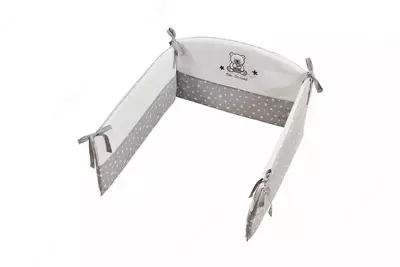 Комплект постельного белья и бортики Almila "Sofy Grey" 60 х 120 см (Турция) Серый/белый