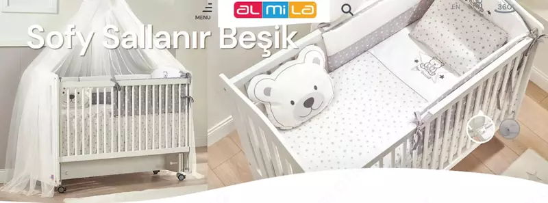 Choyshab to'plami va bamperlar Almila "Sofy Grey" 60 x 120 sm (Turkiya) Kulrang/oq Chakana savdo