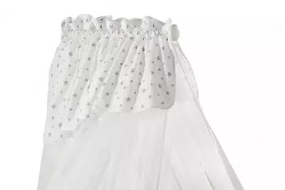 Beshik uchun chivinli tul Almila "Sofy Grey" (Turkiya) Kulrang/oq