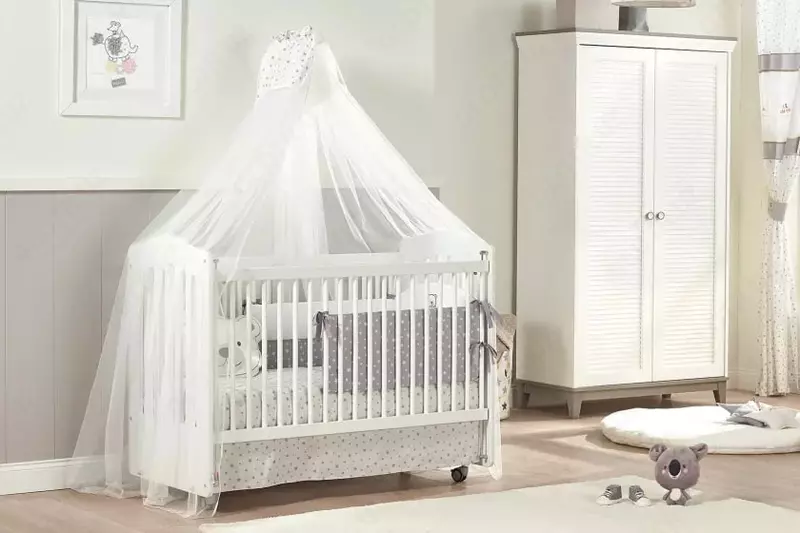 Москитная тюль для детской колыбели Almila "Sofy Grey" (Турция) Серая/белая - по запросу