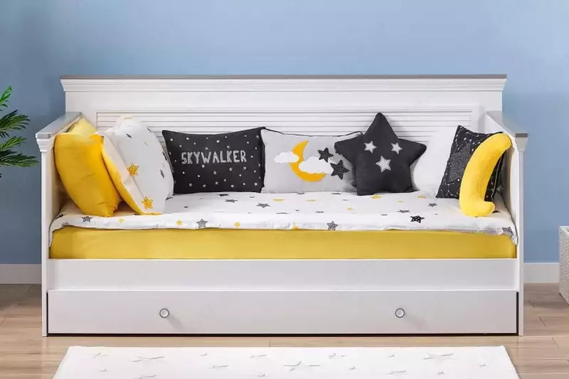 Детская кроватка Almila "Mia Toddler" 90 х 200 см (Турция) Белая/серая
